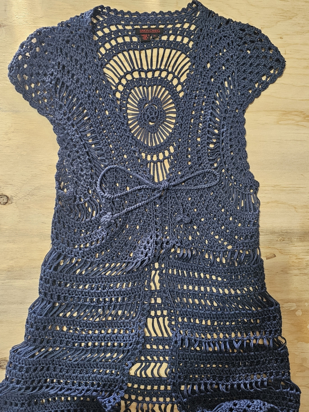 Crochet Cardigan Sz XL Boho Festival Hippie Long Sweater Duster